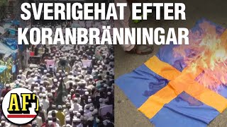 Massiva protester mot koranbränningar i Sverige