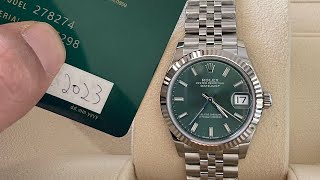 Unboxing Rolex Datejust 278274 green dial watch with Jubilee bracelet 2023