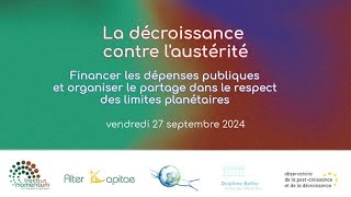 La décroissance contre l'austérité (2ème partie) - Assemblée nationale 27 septembre 2024