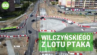 Ulica Wilczyńskiego w Olsztynie przejezdna. Budowa linii tramwajowej. Wideo z drona