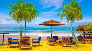 Hawaii Cafe Ambience ☕Bossa Nova Music with Ocean Waves Sounds & Cafe ASMR for Work, Study, Relax