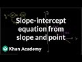 Slope-intercept equation from slope and point | Algebra I | Khan Academy