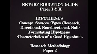Hypothesis - Research Methodology | Paper 2