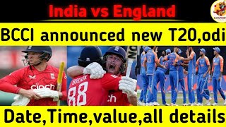 BCCI announced new T20,odi all details shedule, Date, Time, all details