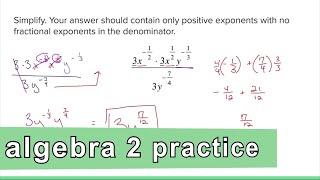 Algebra 2 Practice - Simplifying Expressions with Fraction Exponents (Example 2)
