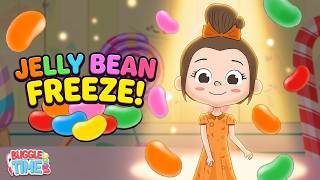 FREEZE Dance Song For Kids! Wiggle Jiggle Hop With JELLY BEANS?!