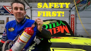 How to install a new fire suppression system.  Safety first for the Kyle Petty Mello Yello Pontiac.