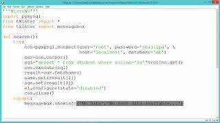 Python Program - Search Database Table
