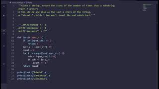 Challenge #12 count last 2 characters python