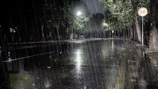 아무도 없는 새벽시간 도로위 천둥과 폭우빗소리 - 깊은 수면과 불면증개선을 위한 백색소음