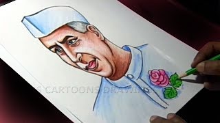 How to Draw Pandit Jawaharlal Nehru / Childrens Day Greeting Step by step Drawing