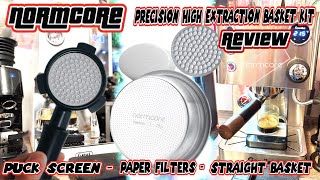 Normcore Espresso High Extraction Filter Basket kit Review Gear Bundle Paper Filters & Puck Screen