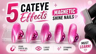 Magnetic Cat Eye Nails in 5 Different Ways 💅 | Emigel Gel Cateye Magnetic Gel Tutorial