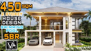 450 SQM 2 STOREY MODERN HOUSE DESIGN (20X13) 5 BEDROOM W/ SWIMMING POOL