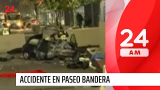 Paseo Bandera: un muerto y un herido dejó choque a barrera de contención | 24 Horas TVN Chile