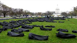 Body bags used to protest gun violence