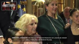 MIRTHA LEGRAN RECIBIO LA DISTINCION LA LEGION DE HONOR FRANCESA REALIZADO EN LA EMBAJADA DE FRANCIA