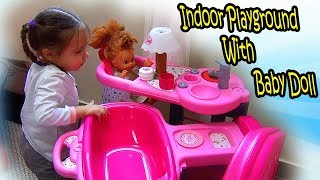 Indoor Playground with Baby Doll Fun Playtime Family Fun play area for kids Nursery Rhyme Song