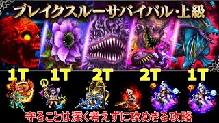 【FFBE】第2回　ブレイクスルーサバイバル・上級　6体攻略　1T　1T　2T　2T　1T