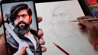 Rocking star Yash Drawing,  KGF Chapter 2,  Outline Tutorial