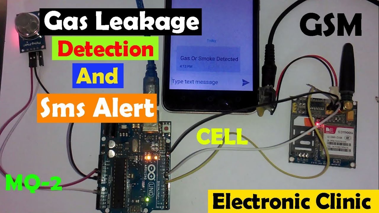 Arduino Gas Leakage Detection And Sms Alert Using Gsm Sim900A And Smoke ...