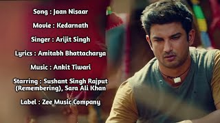 Jaan Nisaar Lyrics | Kedarnath | Arijit Singh | Sushant Singh Rajput,Sara Ali Khan | Hindi New Song 