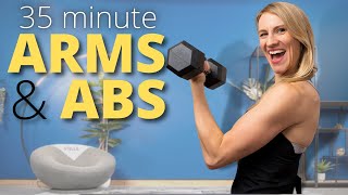 35 minute ARMS & ABS Hypertrophy Workout with Dumbbells