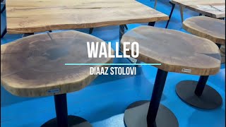 WALLEO - Klub stol od punog drveta Orah i crne premium Epoxy smole