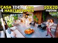 CASA PERFECTA para 10x20m con 4 RECÁMARAS