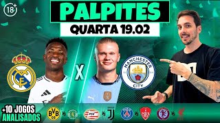 PALPITES E APOSTAS DE FUTEBOL PARA HOJE 19 02 2025 + BILHETE PRONTO (QUARTA-FEIRA)