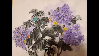 Korean Brush Painting - (6) Hydrangea Flower Drawing (수국)