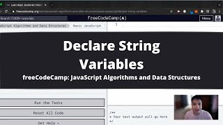Declare String Variables (Basic JavaScript) freeCodeCamp tutorial