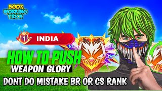 New Weapon Glory Trick Free Fire ll How to push weapon glory in cs rank