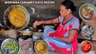 Moringa DRUMSTICKS Recipe || Munga Khada Recipe || Deep Rural Cooking