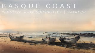 Watercolor Seascape Basque Coast Full Demo on Patreon