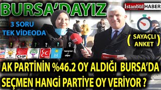 (SAYAÇLI) BU PAZAR BİR ERKEN GENEL SEÇİM OLSA BURSA HALKI HANGİ PARTİYE OY VERECEK ? VE 2 DİĞER SORU