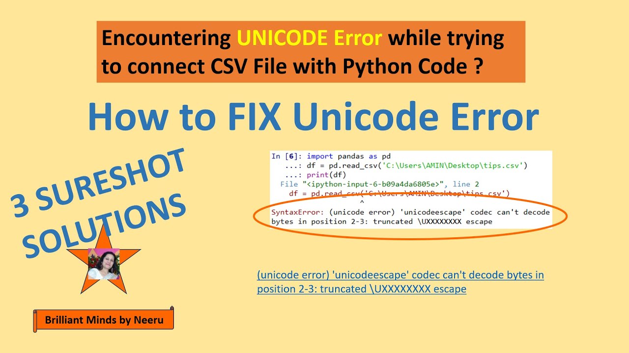 How To Fix Unicode Error In Python Cs Ip Class Xii Youtube