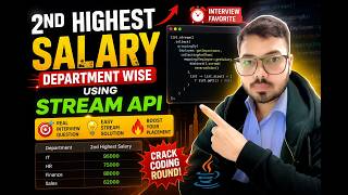 Find Second Highest Salary by Department using Java Stream API Java Coding Interview Question #study