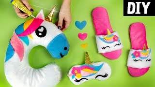 Kawaii Unicorn DIYs 🦄 Slippers, Sleeping Mask and Neck Cushion 🦄 Travel Ideas