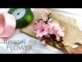 DIY/how to make satin ribbon flower easy/cerry blossom brooch