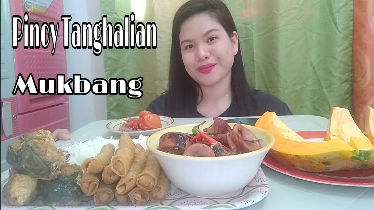 Pinoy Tanghalian Mukbang Adobong Pusit Lumpiang Shanghai Pritong