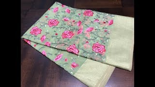 Attractive Embroidery Work Muslin Organza Sarees || New Contrast Muslin Blouse Piece