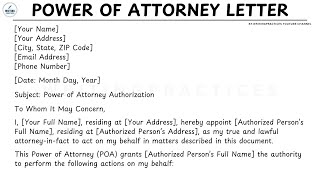 [LETTER TEMPLATE] How To Write A Power of Attorney POA Letter Step by Step Guide Writing Practices