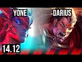 YONE vs DARIUS (TOP) | 700+ games, 5/2/6 | EUW Master | 14.12