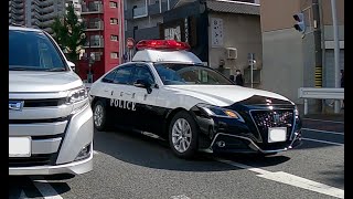 😄警察『220系クラウンベース・新パトカー🚨』緊急走行Uターンを披露🚓ウィリー走行⤴️