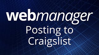 Posting to Craigslist | WebManager