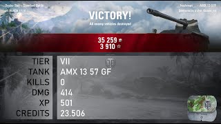 [1367] AMX 13 57 GF / 0 kills / 414 dmg / 501 xp / 23.506 credits || World of Tanks