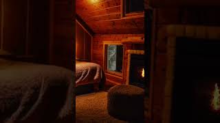 🪵🍁 relax to crackling fire & gentle rain sounds | cozy room cure insomnia sleep #fireplacesounds