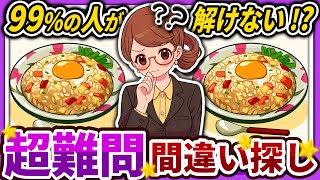 【間違い探しクイズ】⚠️むずかしいチャーハンのイラスト編！脳活＆脳トレにおススメ無料ゲーム【アハ体験有り】#96