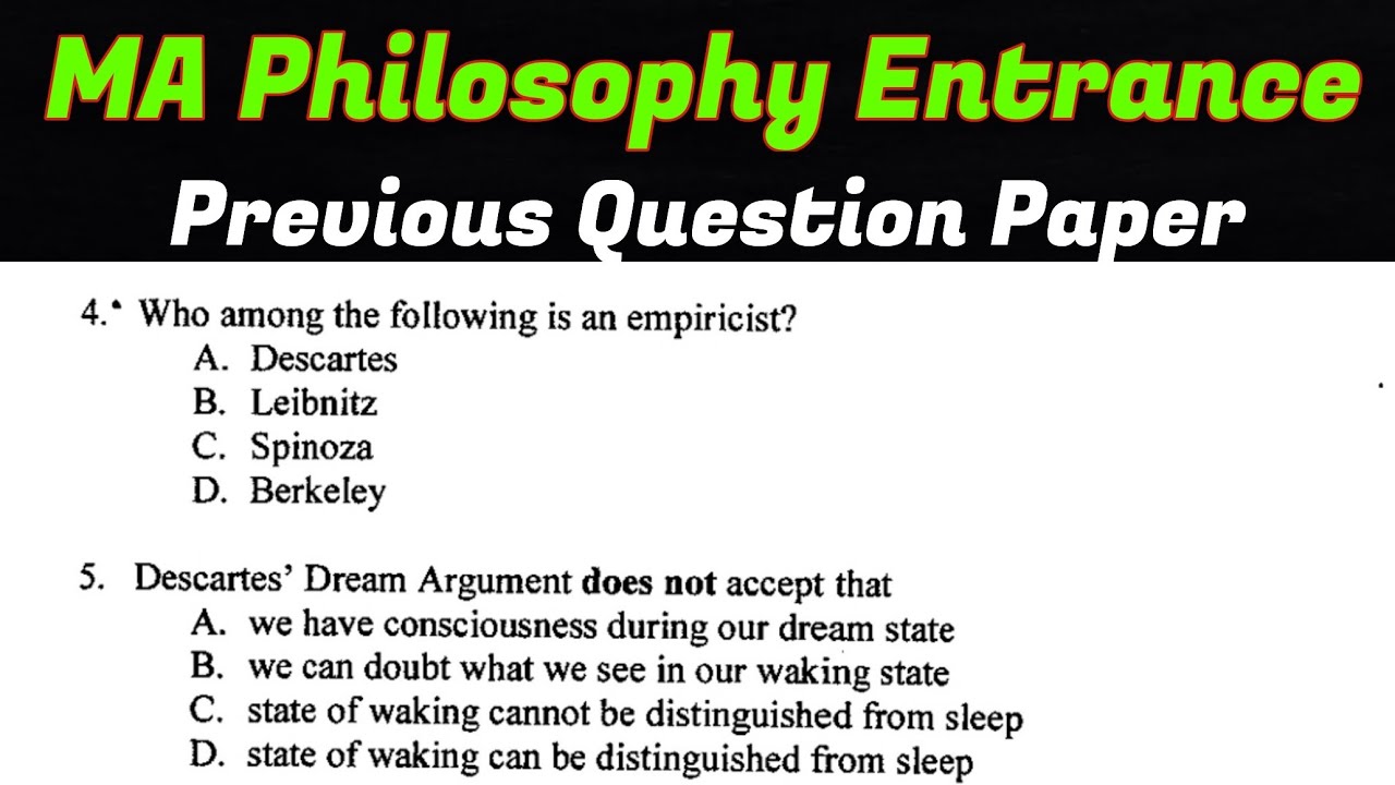 MA Philosophy Entrance Exam Question Papers | Ma Philosophy Entrance ...